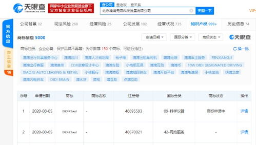 嘀嘀无限科技拓展品牌布局 申请注册“didi cloud”商标，强化信息技术服务矩阵